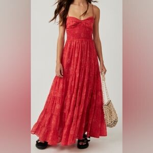 NWOT Free People Sundrenched Maxi Hot Pink Combo Large